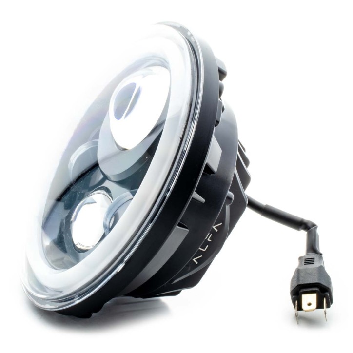 Kit Faro Led Alfa 7" 2 Lunas 2 Lupas con Aux 4" 3 Lunas RGB