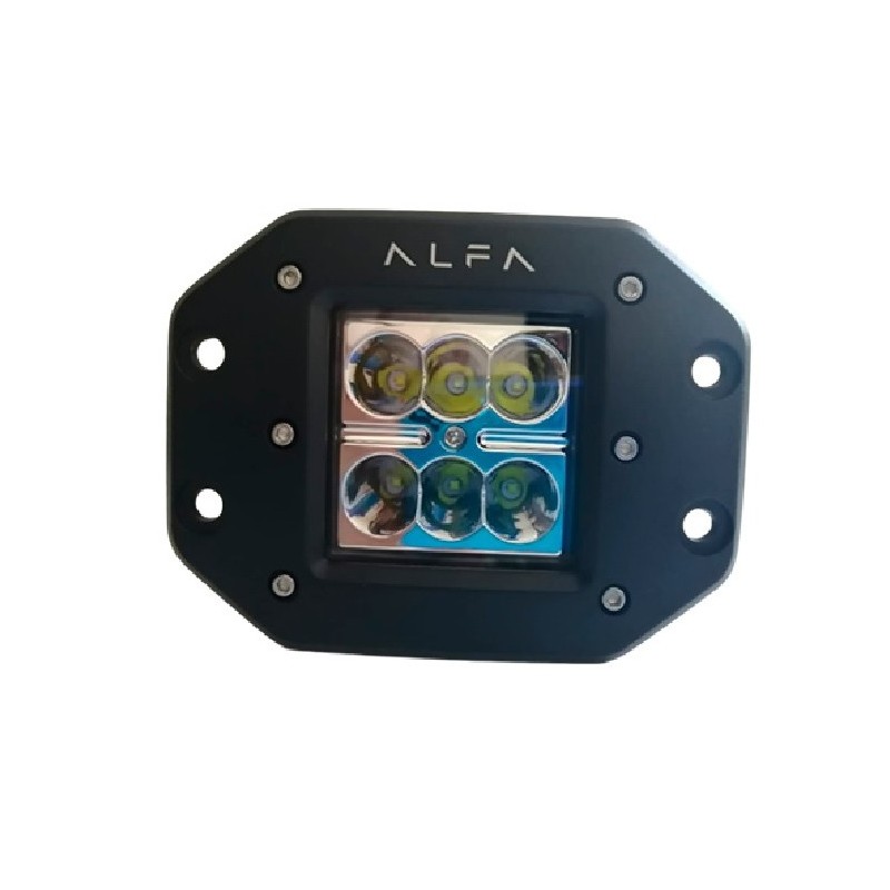 Faro Led Cree Alfa Cuadrado 2x3 Leds 18W con base