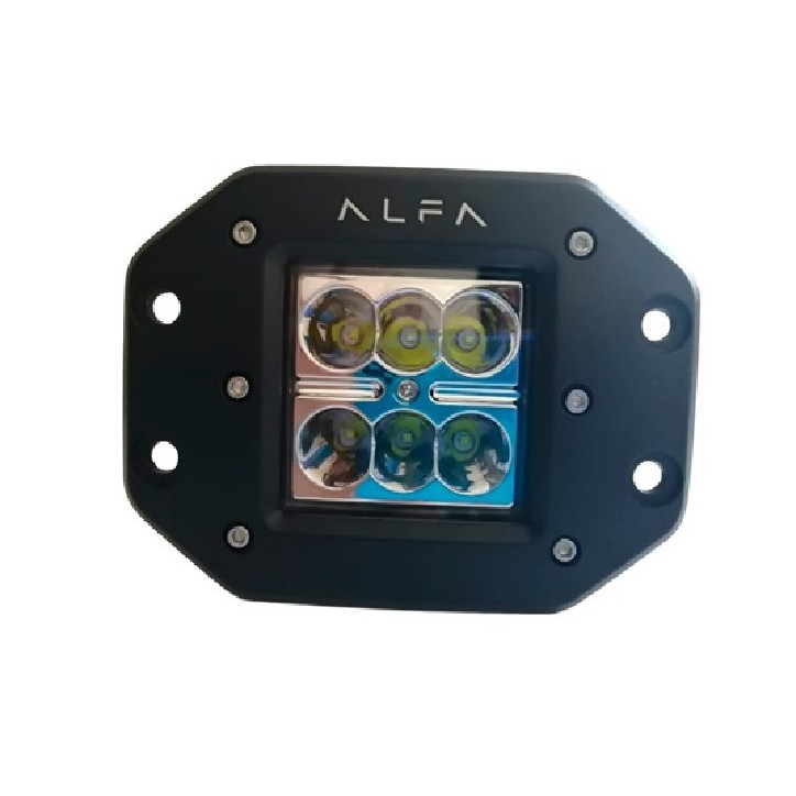 Faro Led Cree Alfa Cuadrado 2x3 Leds 18W con base