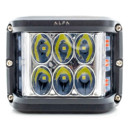 Faro Led Alfa Tipo Barra 2x3 Leds con lat. Rojo/Az Flash 36W