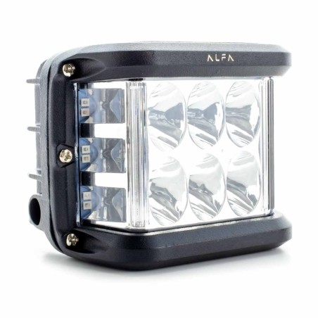 Faro Led Alfa Tipo Barra 2x3 Leds con lat. Rojo/Az Flash 36W