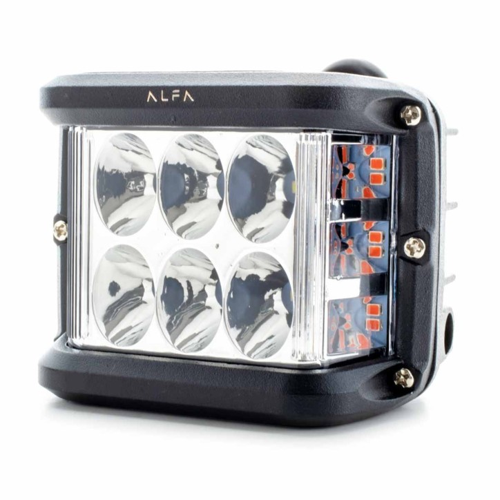 Faro Led Alfa Tipo Barra 2x3 Leds con lat. Rojo/Az Flash 36W