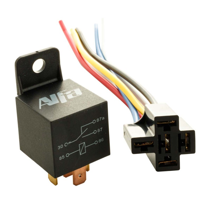 Kit Relay de 5 patas Alfa con arnés y conector 40A