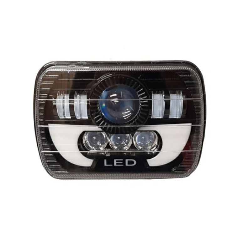 Faro Led Alfa Cuadrado 7" 4 Leds 2 Lunas y Luz de Día 9/12V