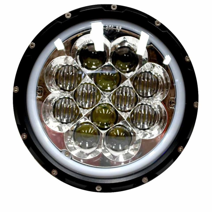 Faro Led Alfa Red 7" 12Led 40W con luz de día 9/12V p/Jeep