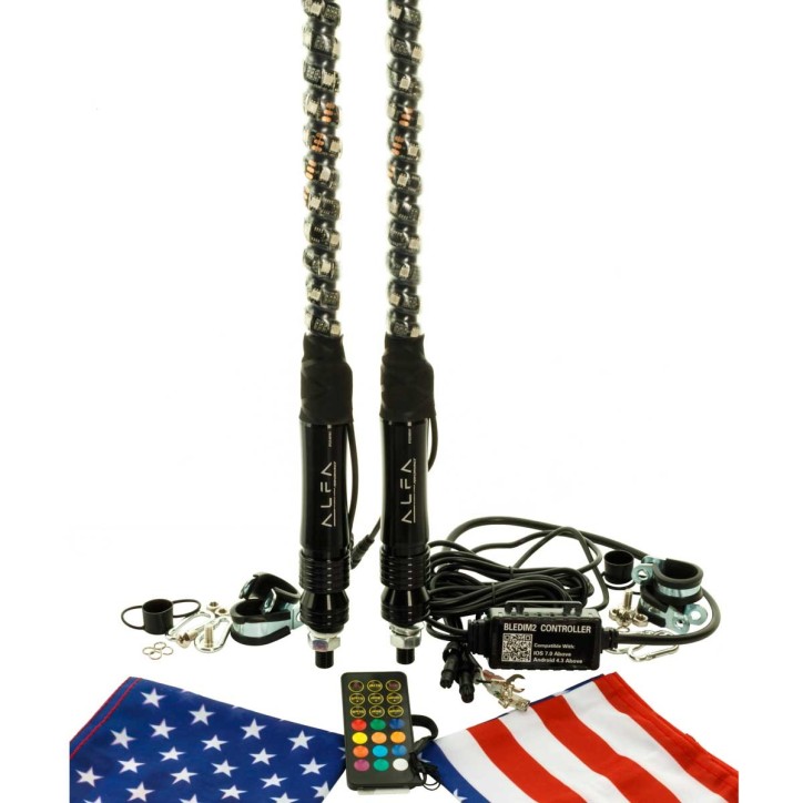 Kit Antena Led Secuencial Alfa 1.2m BT Stop y Direccional